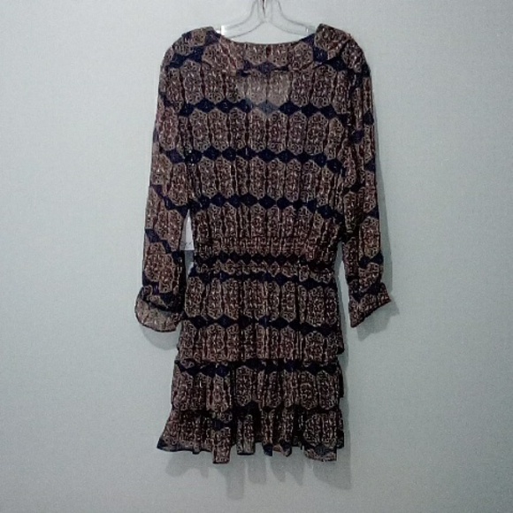 Dex Blue Wine Floral Ruffled Long Sleeve Dress - Picture 6 of 6